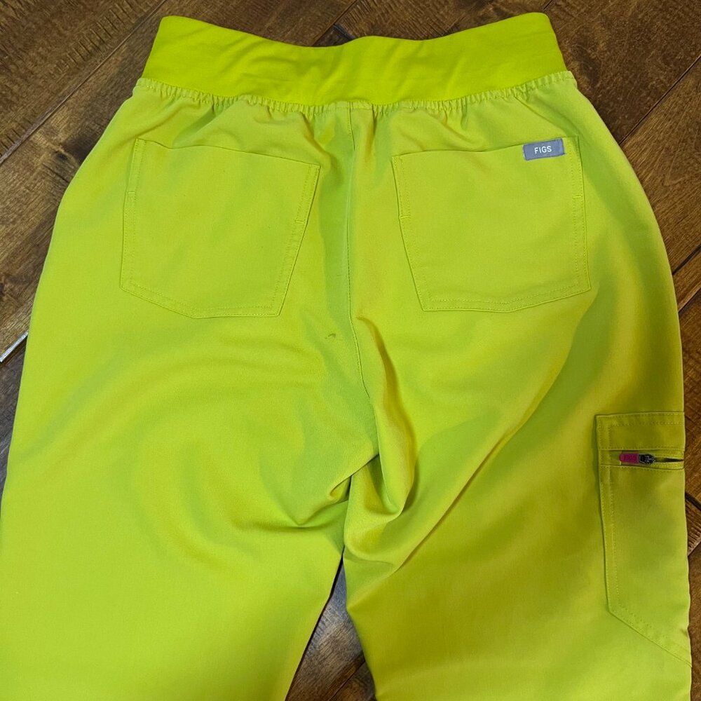 Figs High Waist Zamora Jogger Scrub Pants Nurse Doctor Limeade Yellow Size Small - Picture 8 of 10